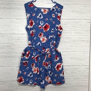 NWT Tommy Hilfiger Blue Floral Romper Size 16 R